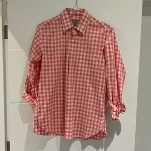Men’s J. Crew pink plaid (gingham) slim fit shirt size medium